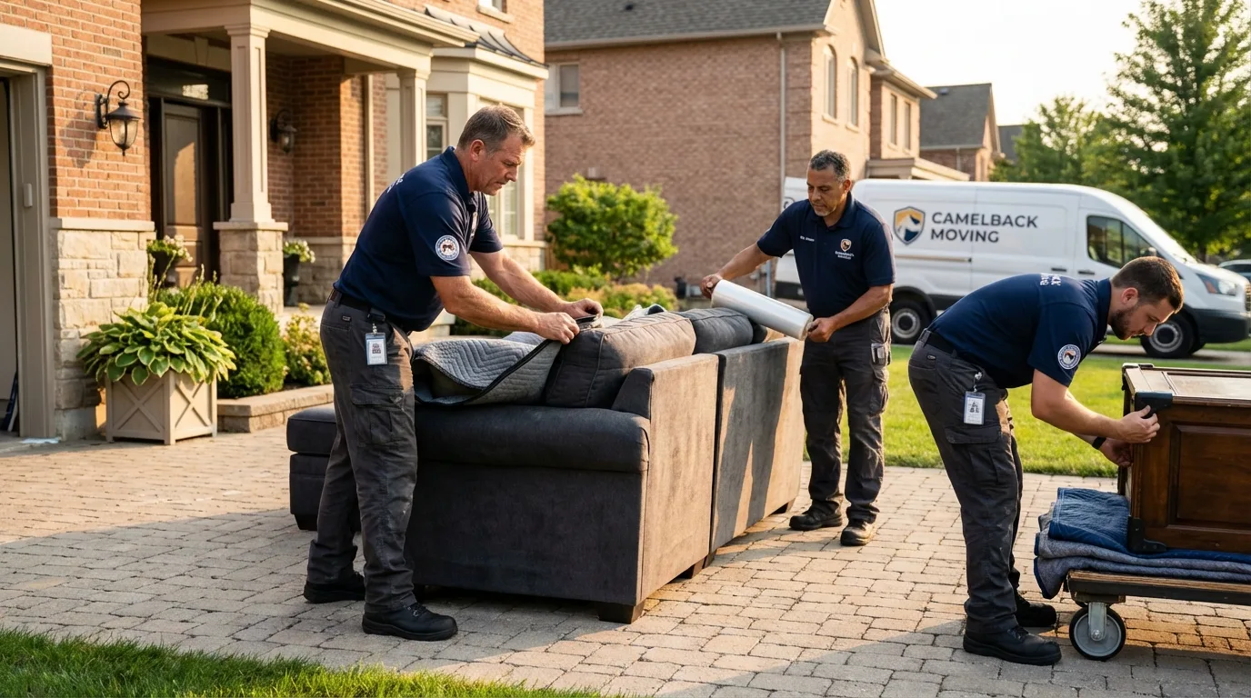 Large estate moving crew wrapping furniture in Seymour, WI